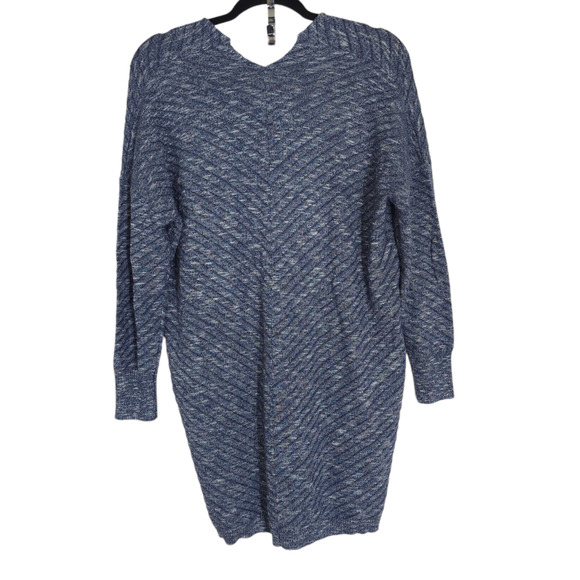 Kerisma Tunic Sweater Womens L/XL Blue Heathered Ribbed Pockets Long Sleeve - Picture 2 of 10